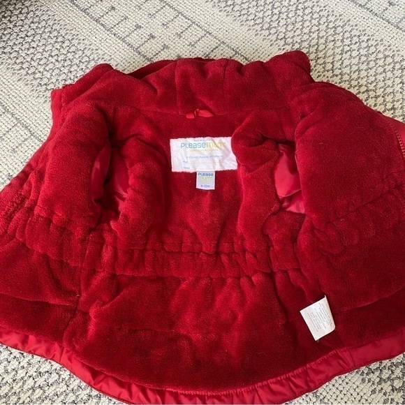 ☀️3/$13☀️ Pleasemum Fleece Lined Red 12 Months Winter Parka Jacket - Picture 5 of 5